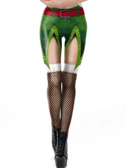 Clearance Retro Stage 1960s Christmas Printed Elastic Leggings
