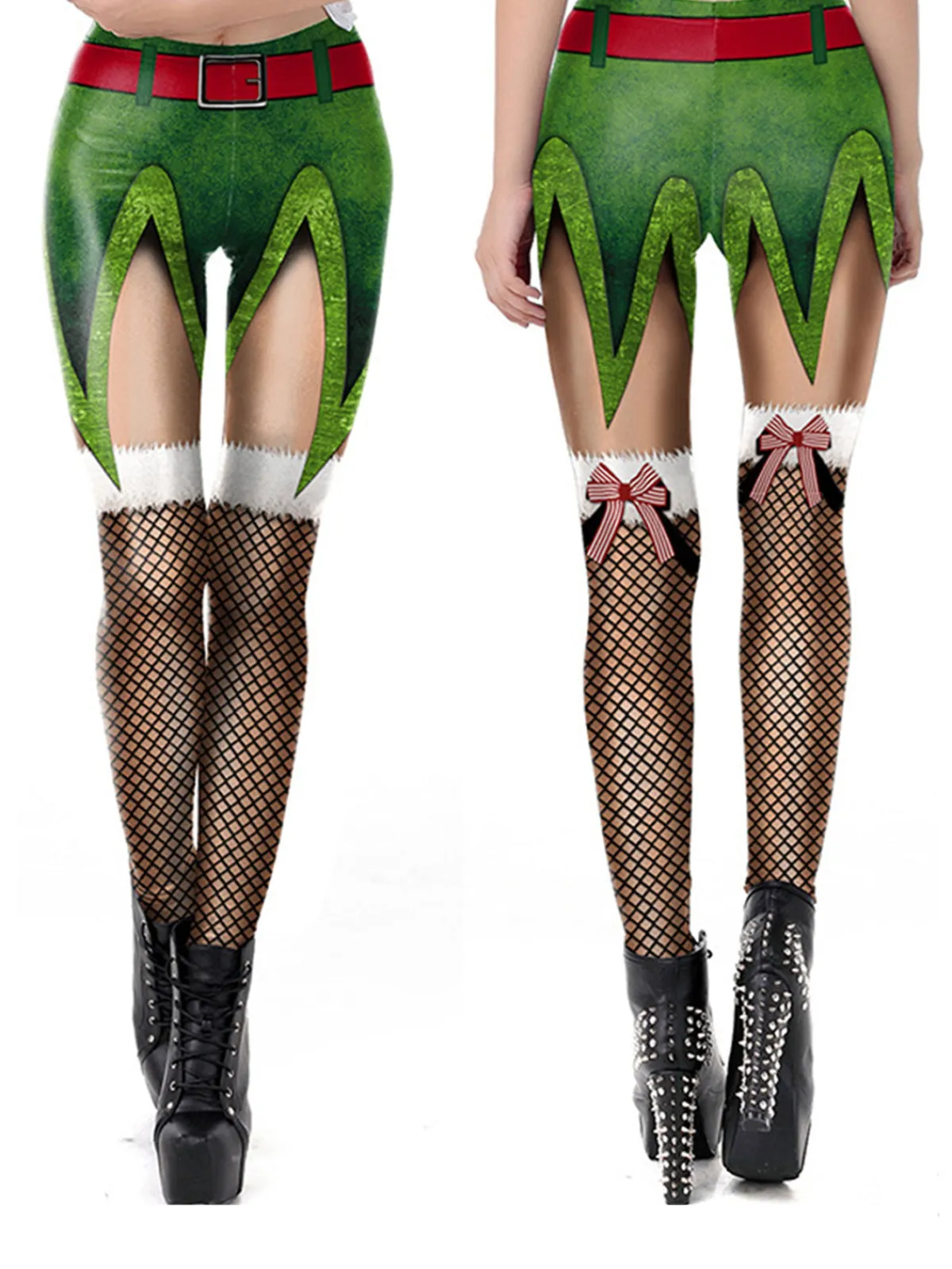 Clearance Retro Stage 1960s Christmas Printed Elastic Leggings
