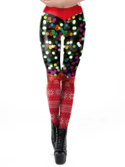 Clearance Retro Stage 1960s Christmas Printed Elastic Leggings