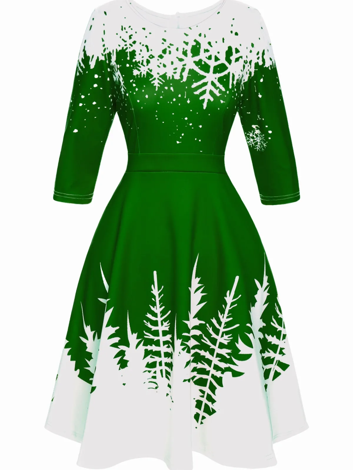 Clearance Retro Stage 1950s Christmas Round Neck Snowflake Dress