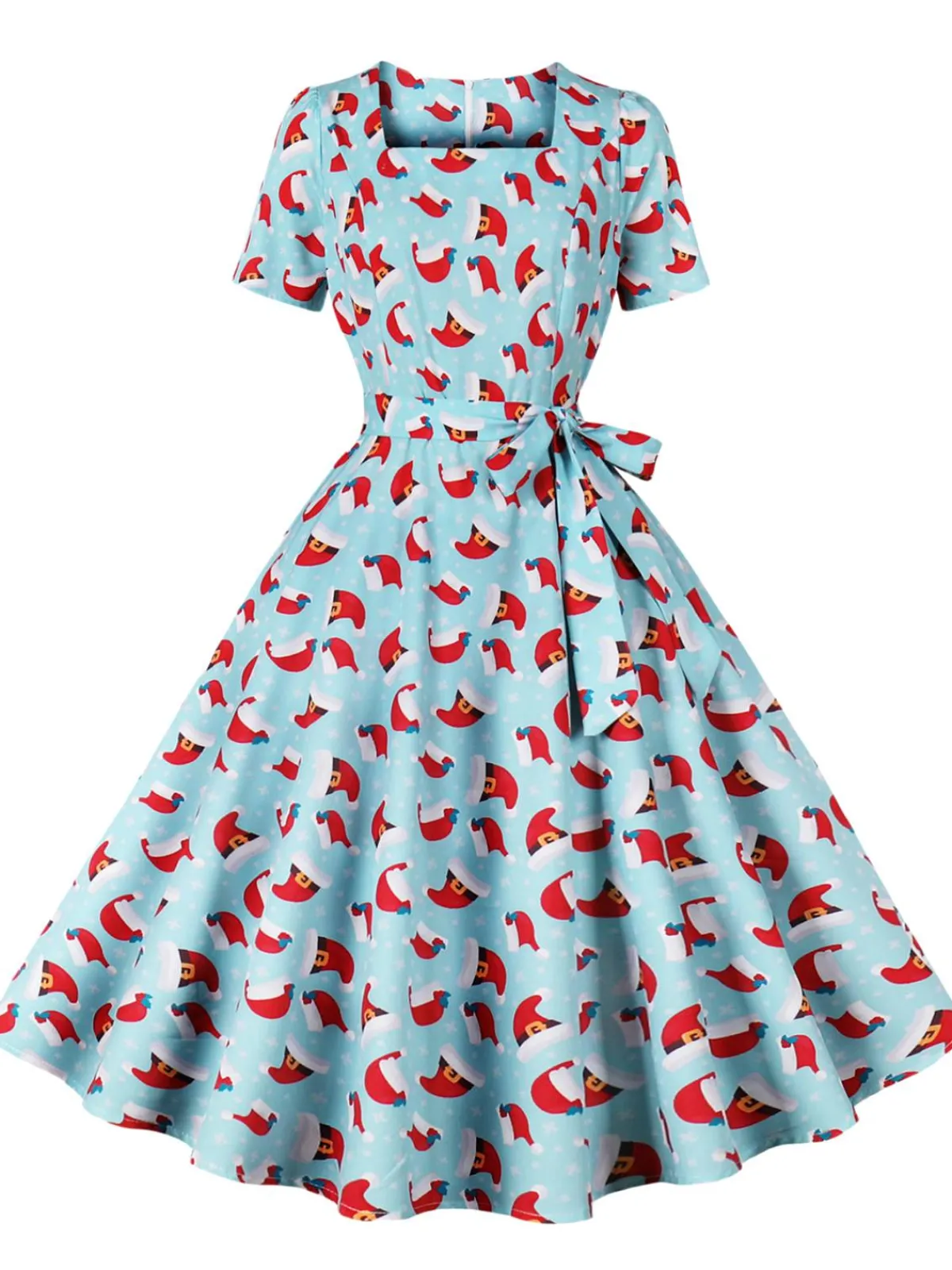 New Retro Stage 1950s Christmas Santa & Elk Print Swing Dress