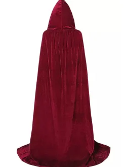 Best Retro Stage 1950s Christmas Solid Long Hooded Cape