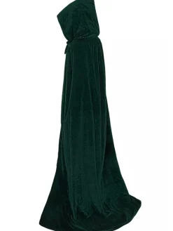 Best Retro Stage 1950s Christmas Solid Long Hooded Cape
