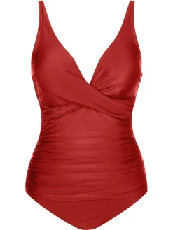 New Retro Stage 1950s Classic Solid One-Piece Swimsuit