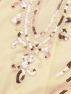 Fashion Retro Stage 1920s Cold Shoulder Embroidered Fringe Sequins Dress