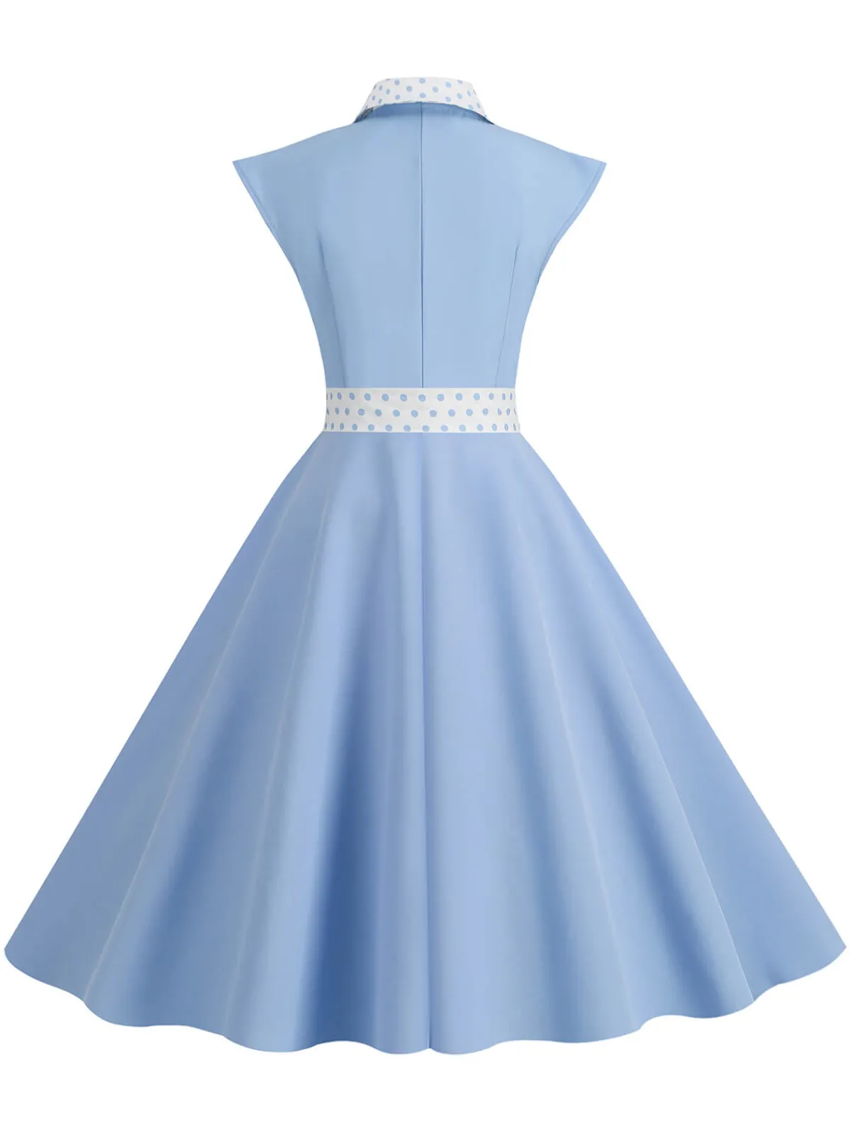 Sale Retro Stage 1950s Contrast Polka Dots Bowknot Belted Dress