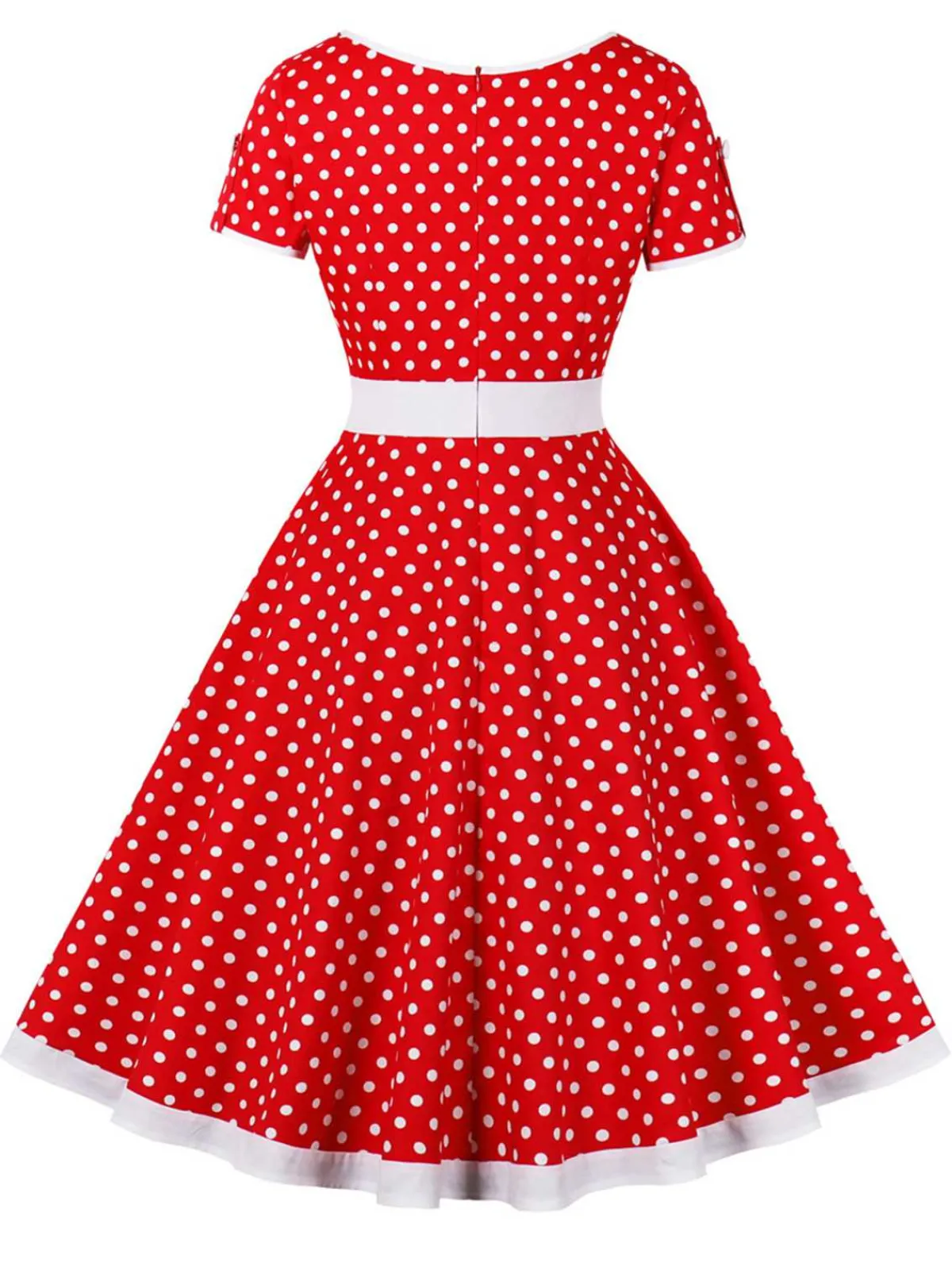 Outlet Retro Stage 1950s Contrast Polka Dots Buttoned Dress