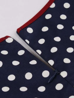 Outlet Retro Stage 1950s Contrast Polka Dots Buttoned Dress