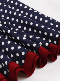Outlet Retro Stage 1950s Contrast Polka Dots Buttoned Dress