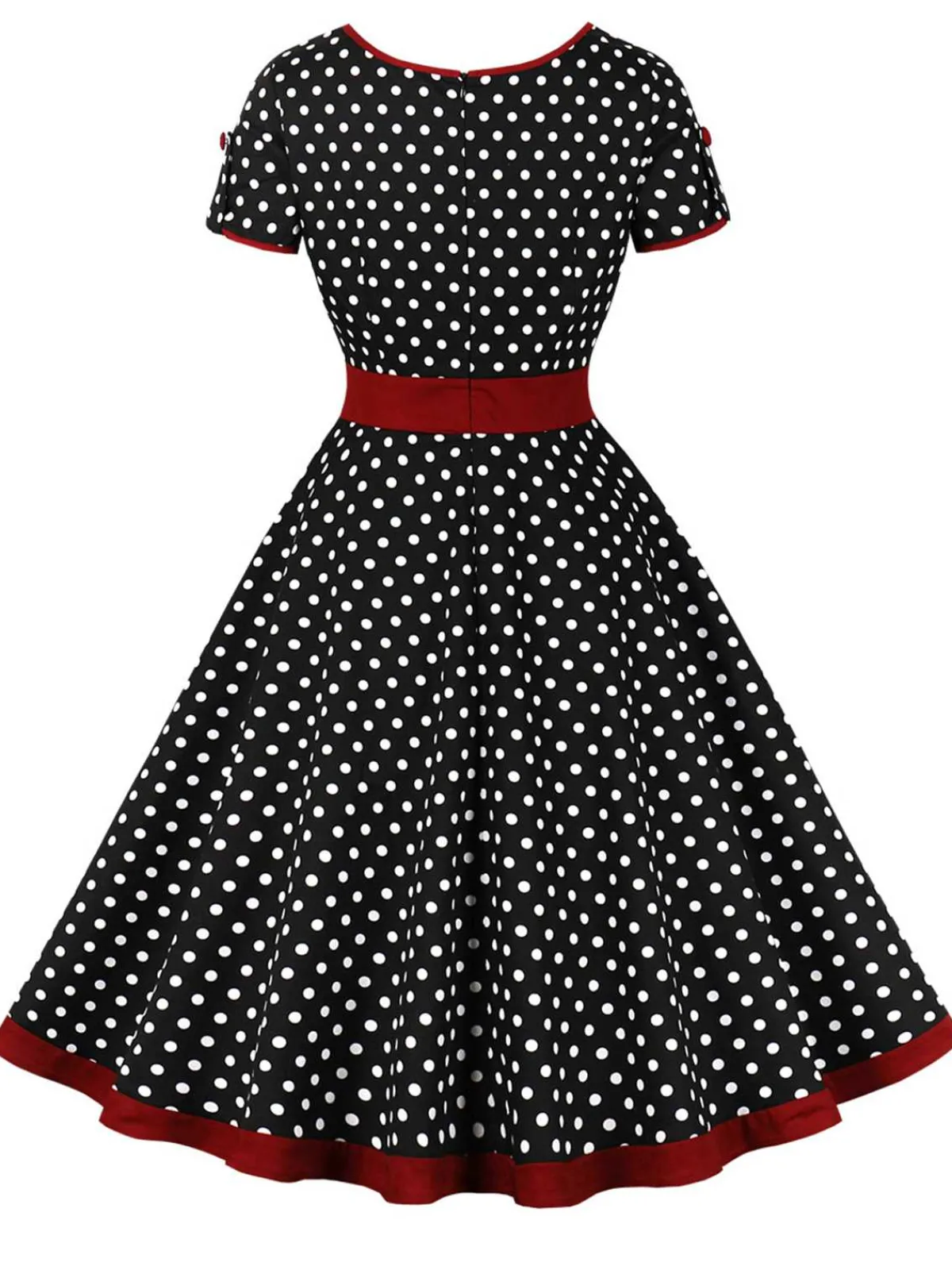 Outlet Retro Stage 1950s Contrast Polka Dots Buttoned Dress