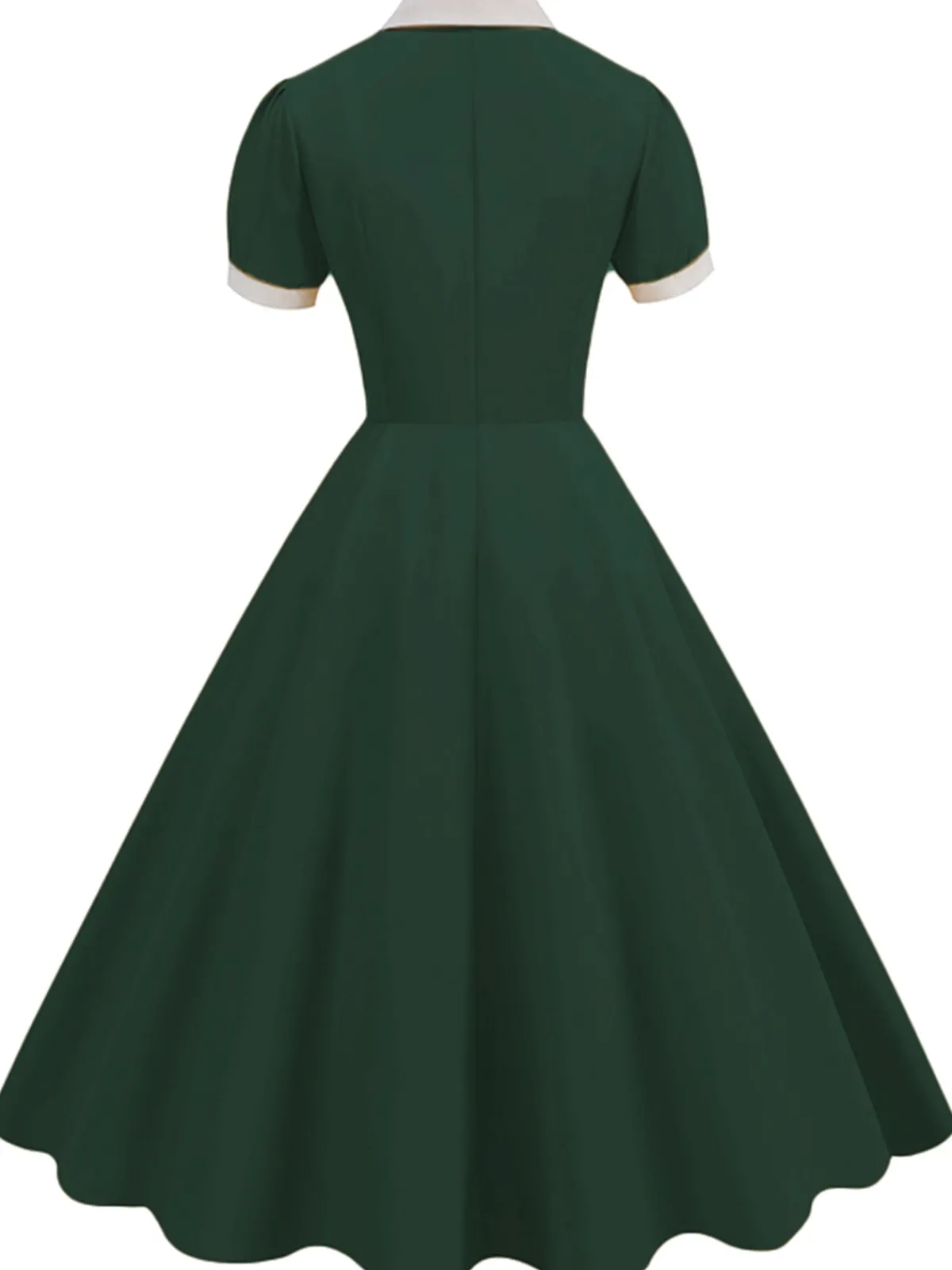 Outlet Retro Stage 1950s Contrast Short Sleeve Lapel Dress