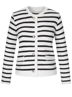 Clearance Retro Stage 1930s Contrast Striped Long Sleeve Knitted Cardigan