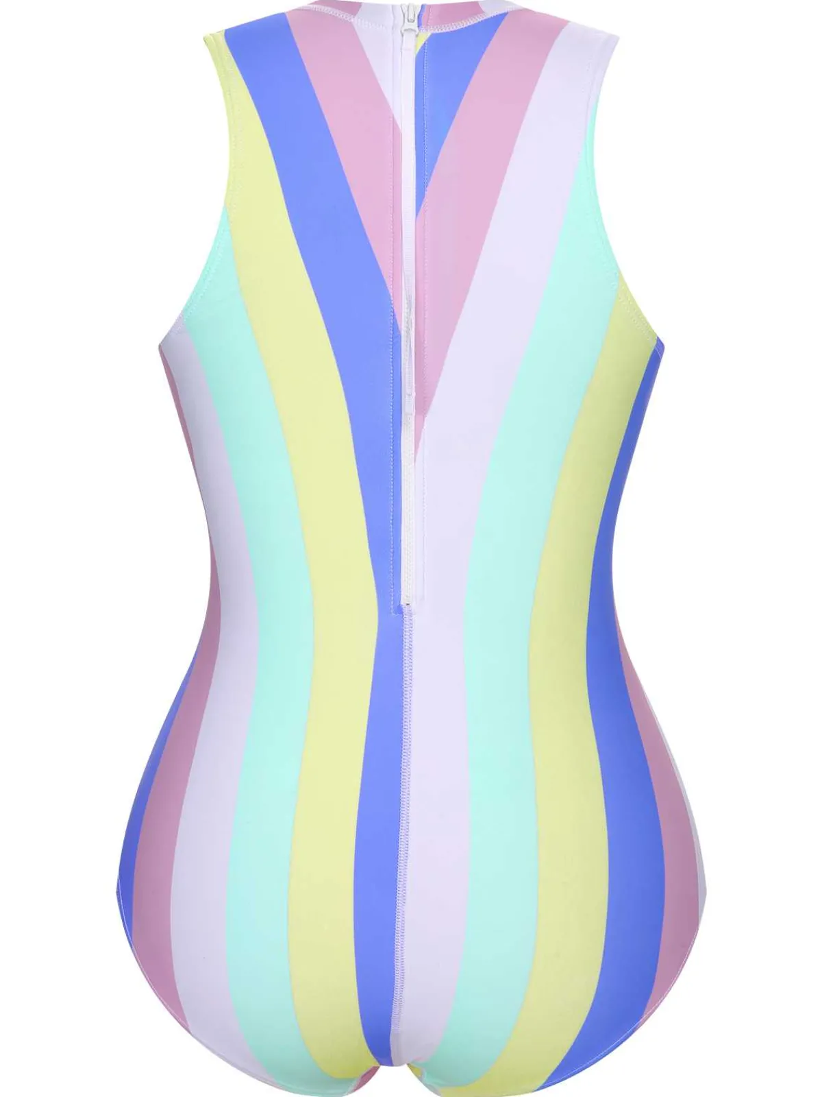 Hot Retro Stage 1950s Contrast Stripes Triangle One-Piece Swimsuit