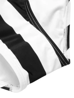 Hot Retro Stage 1950s Contrast Stripes Triangle One-Piece Swimsuit