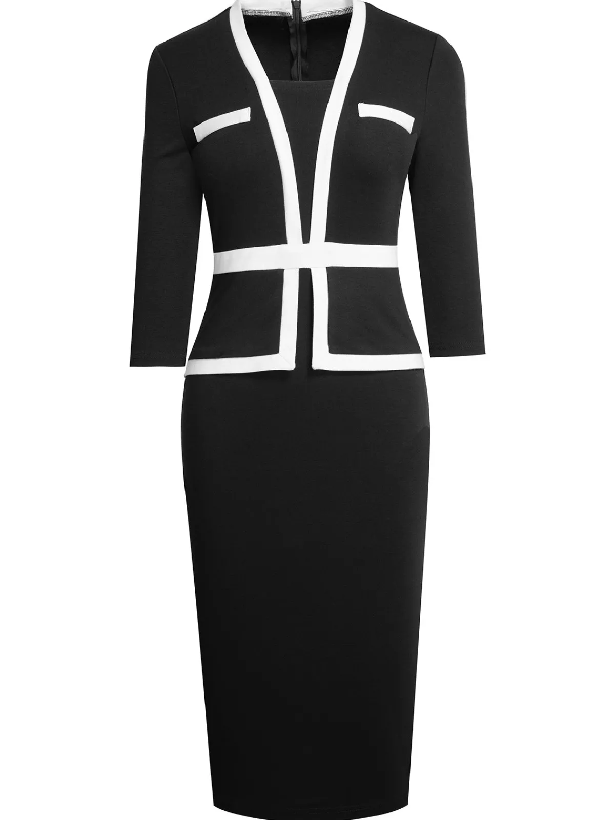 Online Retro Stage 1960s Contrast Trim Bodycon Dress