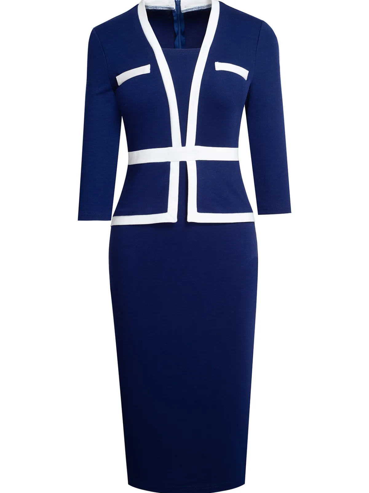 Online Retro Stage 1960s Contrast Trim Bodycon Dress