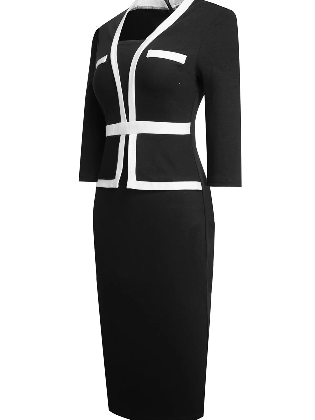 Online Retro Stage 1960s Contrast Trim Bodycon Dress