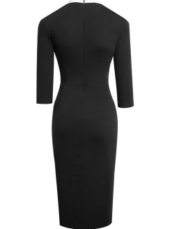 Online Retro Stage 1960s Contrast Trim Bodycon Dress