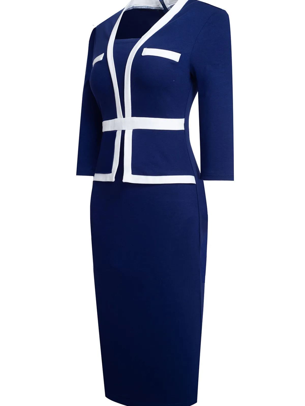 Online Retro Stage 1960s Contrast Trim Bodycon Dress
