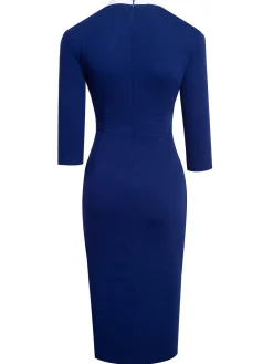 Online Retro Stage 1960s Contrast Trim Bodycon Dress