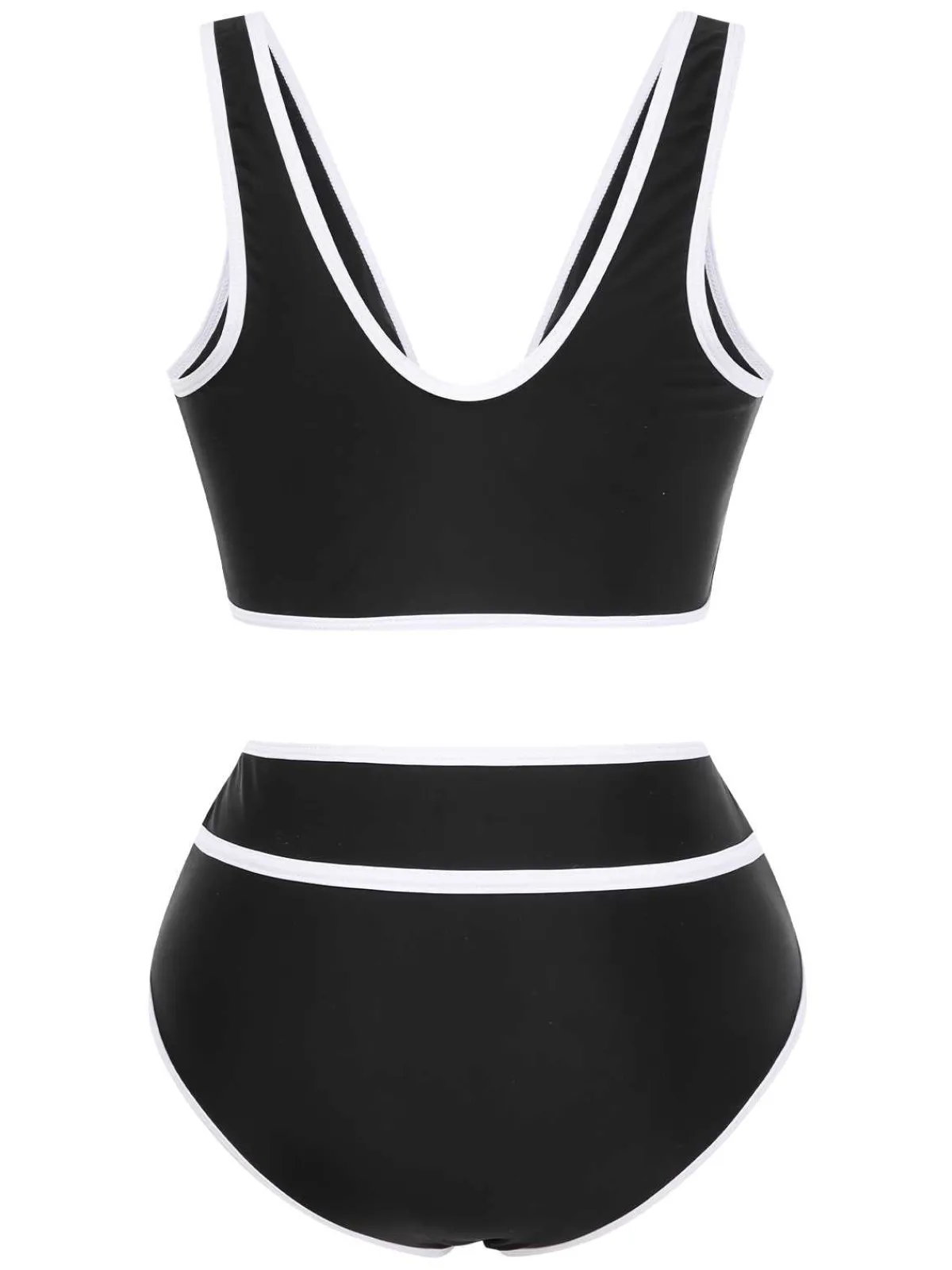 Outlet Retro Stage 1950s Contrast Trim High Waist Bikini Set