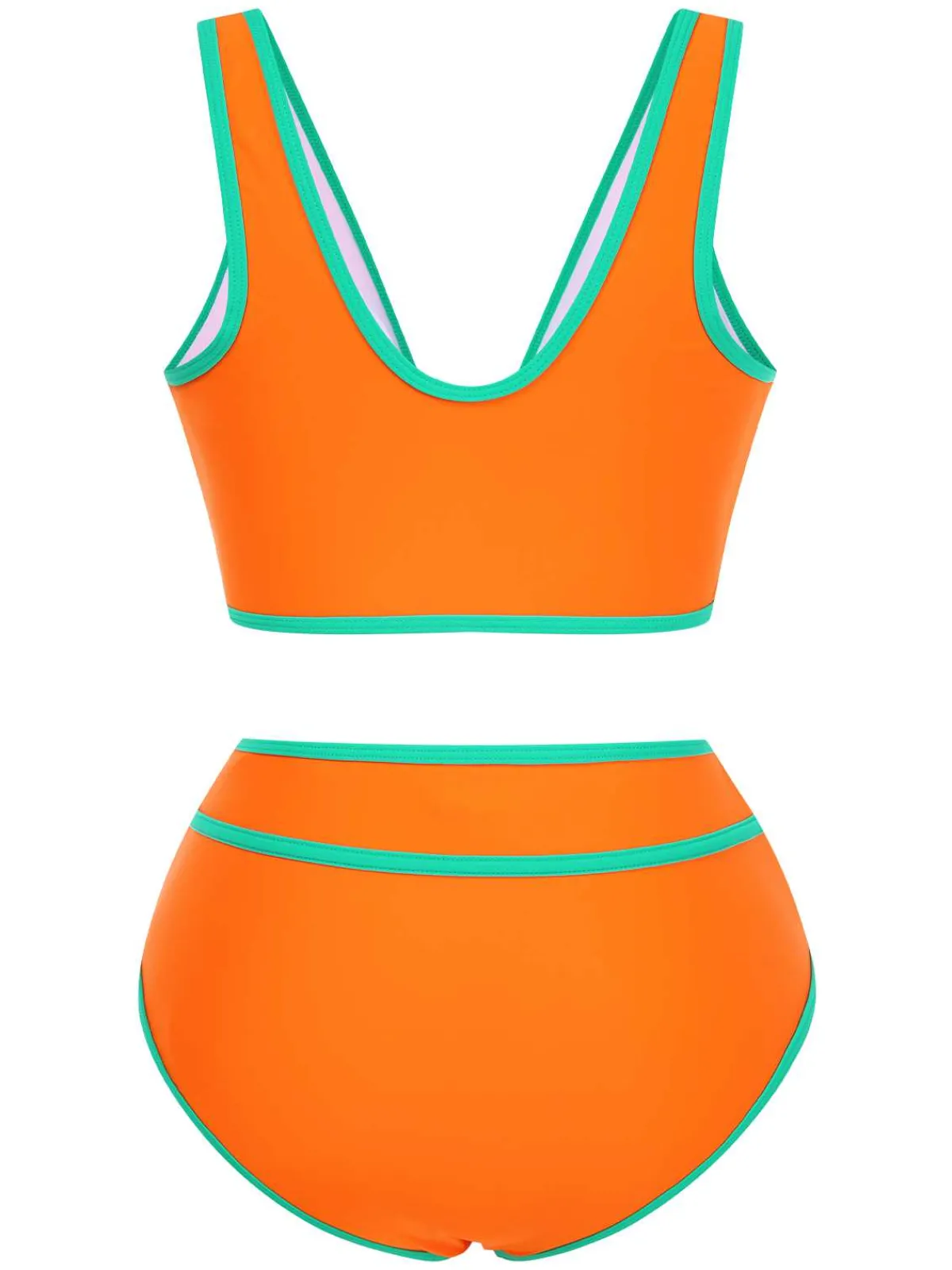 Outlet Retro Stage 1950s Contrast Trim High Waist Bikini Set
