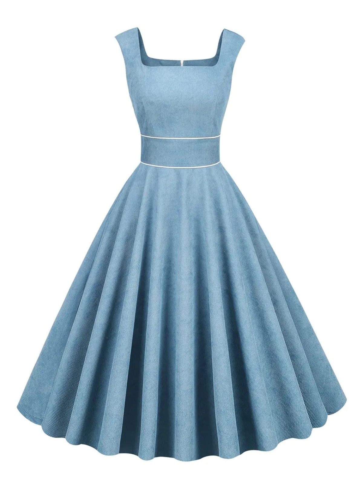 Outlet Retro Stage 1950s Corduroy Solid Vintage Dress