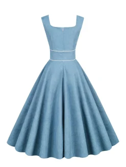 Outlet Retro Stage 1950s Corduroy Solid Vintage Dress