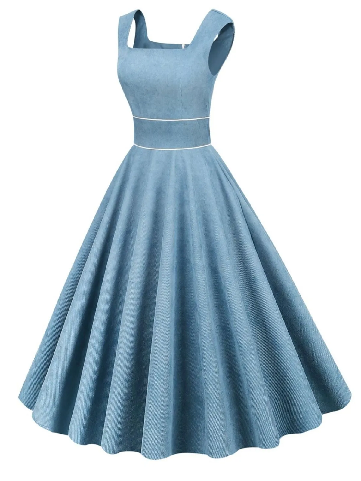 Outlet Retro Stage 1950s Corduroy Solid Vintage Dress
