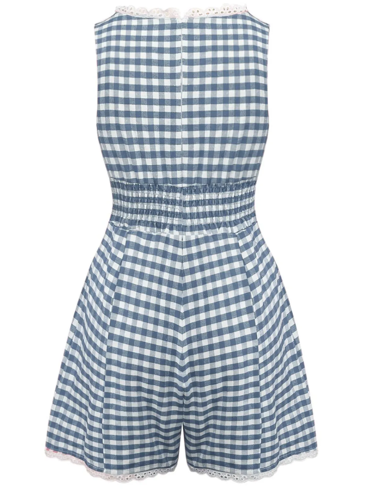 Outlet Retro Stage 1950s Cotton Lace Patchwork Gingham Plaid Romper