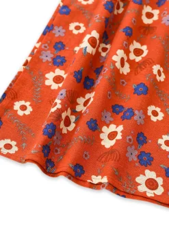 Fashion Retro Stage 1950s Cotton Sleeveless All-Over Floral Belted Jumpsuit