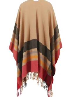 Hot Retro Stage 1950s Cozy Windproof Striped Tassel Poncho Coat