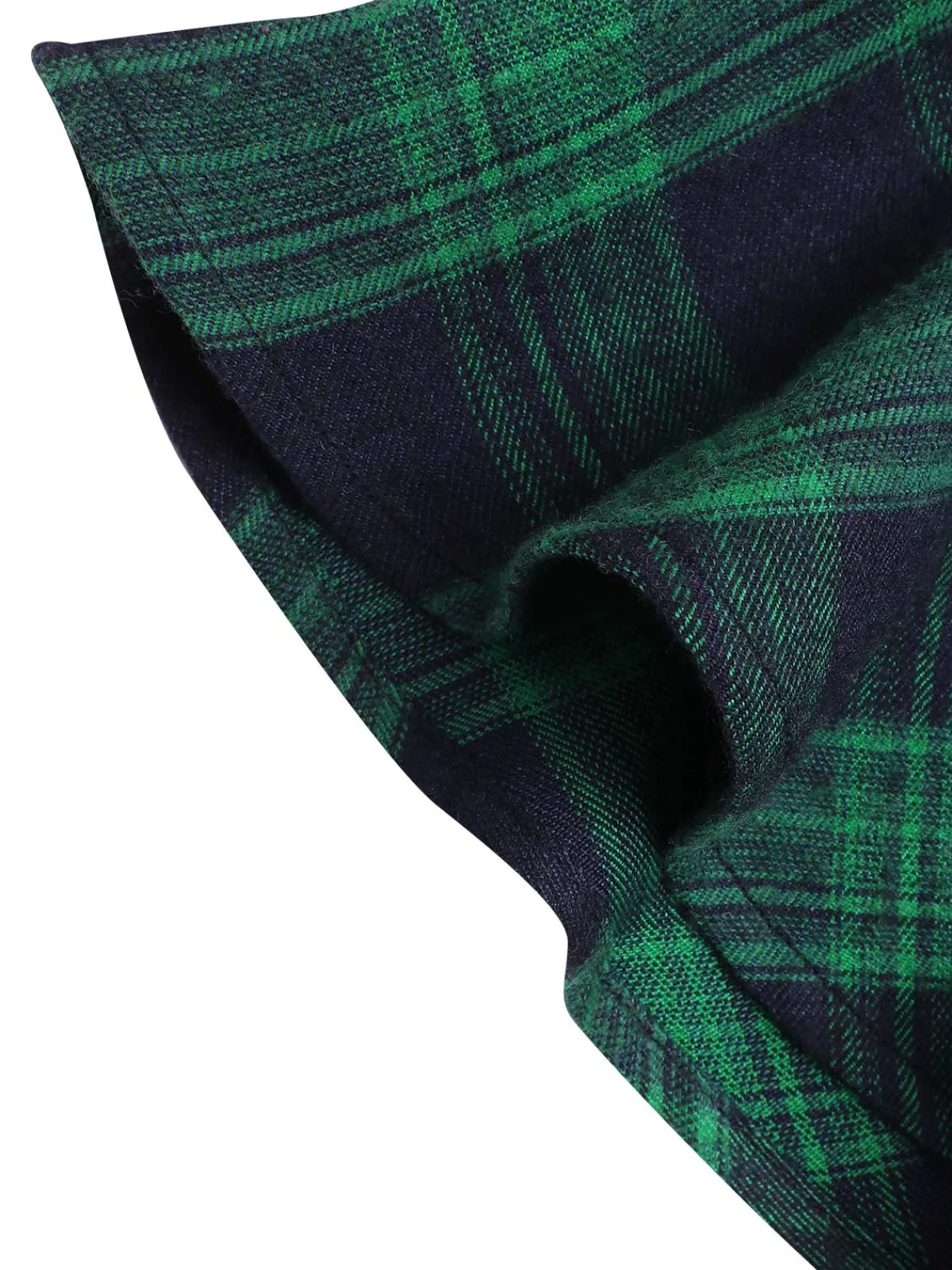 Discount Retro Stage 1930s Crew Neck Tartan Plaid Belted Mermaid Dress Green