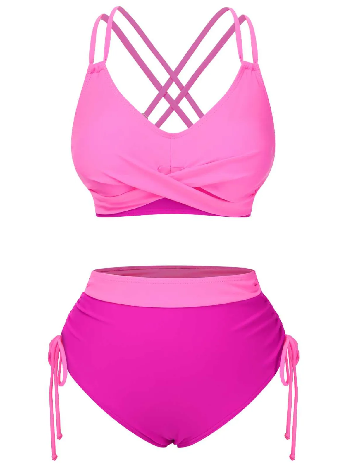 Discount Retro Stage 1940s Criss-Cross High-Waist Side-Tie Bikini
