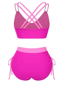 Discount Retro Stage 1940s Criss-Cross High-Waist Side-Tie Bikini