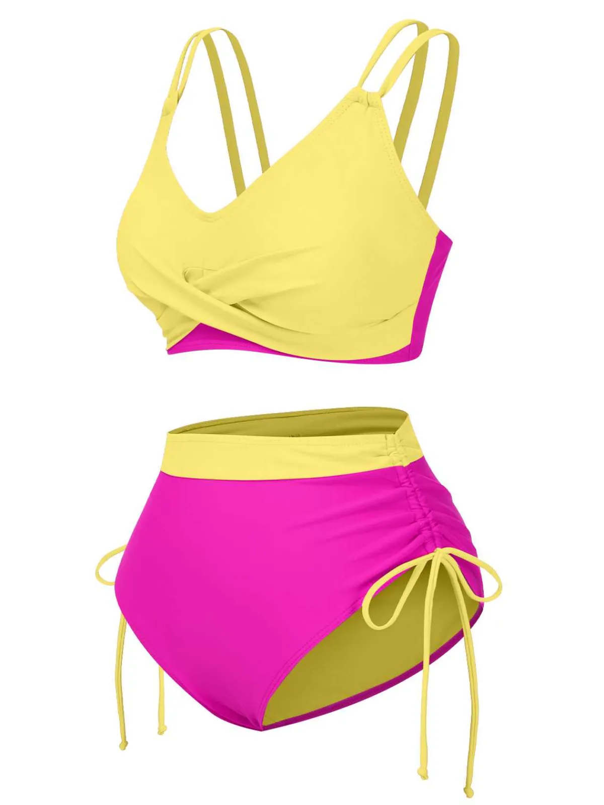 Discount Retro Stage 1940s Criss-Cross High-Waist Side-Tie Bikini