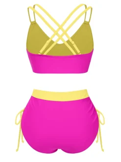 Discount Retro Stage 1940s Criss-Cross High-Waist Side-Tie Bikini