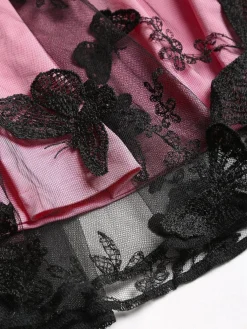 Discount Retro Stage 1950s 3D Butterfly Embroidered Patchwork Dress