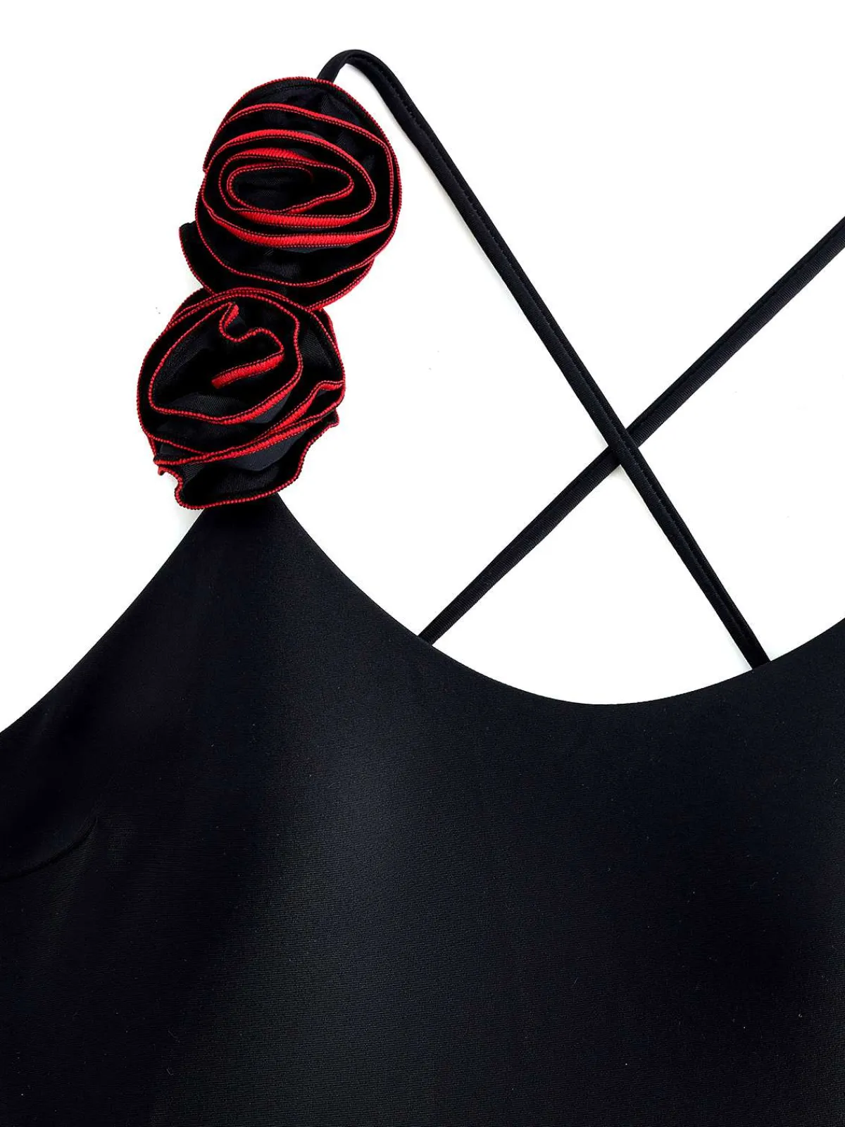 Outlet Retro Stage 1940s 3D Rose Back Cross Straps Swimsuit