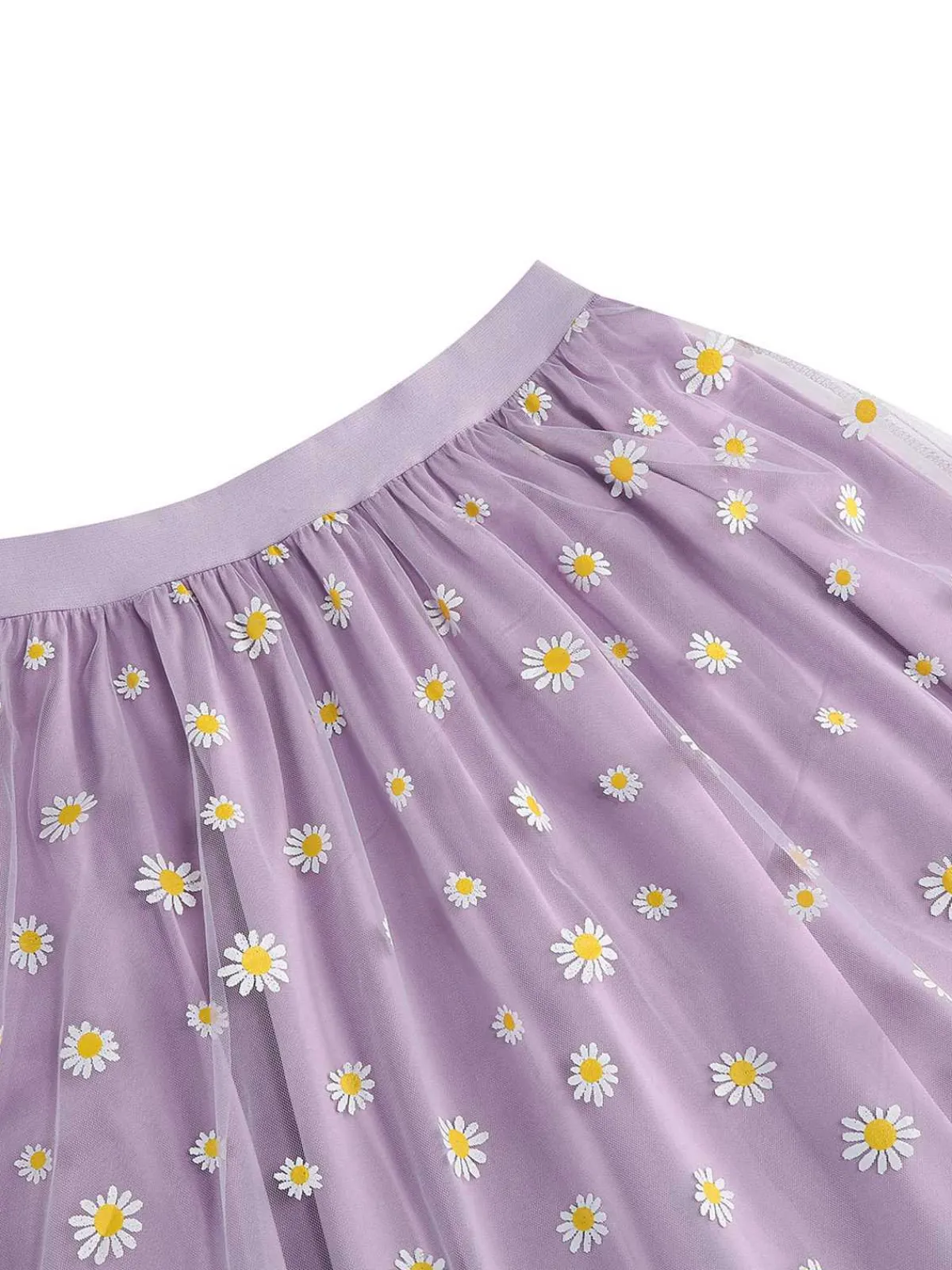 Clearance Retro Stage 1940s Daisy Mesh High Waist A-Line Skirt