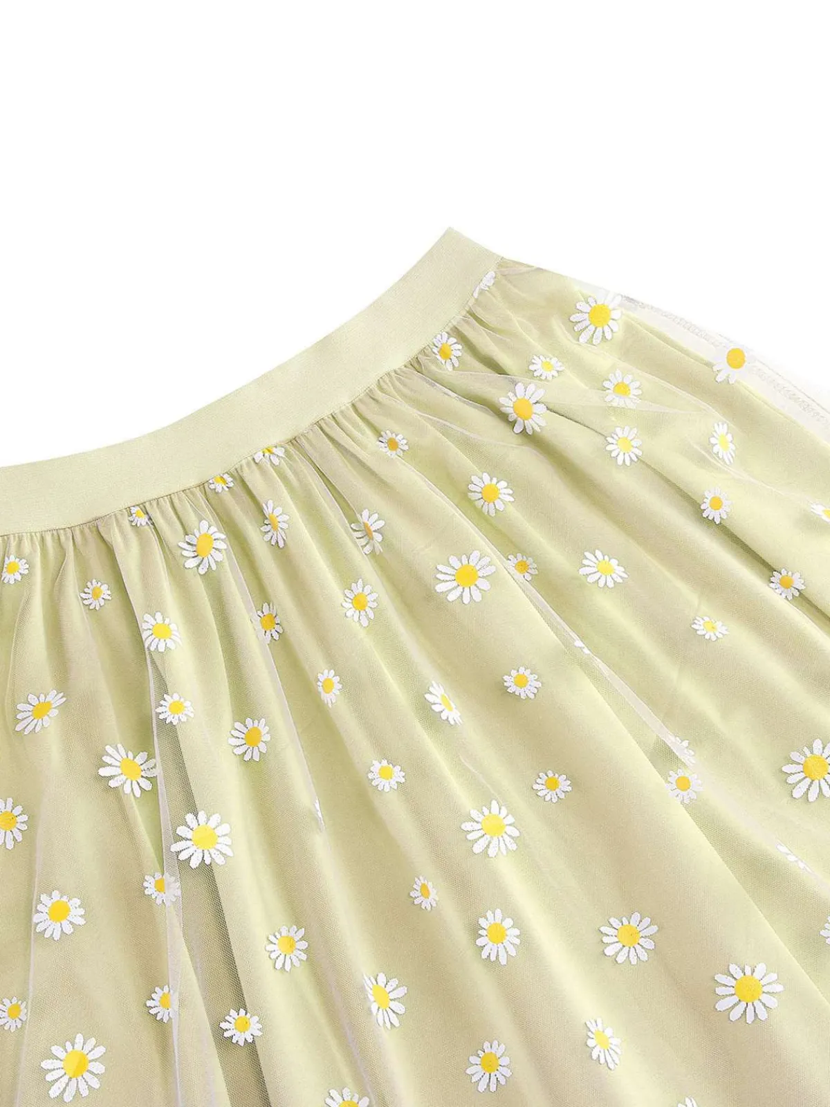 Clearance Retro Stage 1940s Daisy Mesh High Waist A-Line Skirt