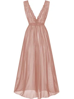 Outlet Retro Stage 1930s Deep V-Neck Lace Mesh Nightgown