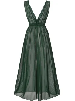 Outlet Retro Stage 1930s Deep V-Neck Lace Mesh Nightgown