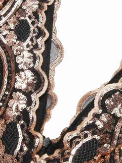 Clearance Retro Stage 1930s Deep V-Neck Mesh Sequined Maxi Dress