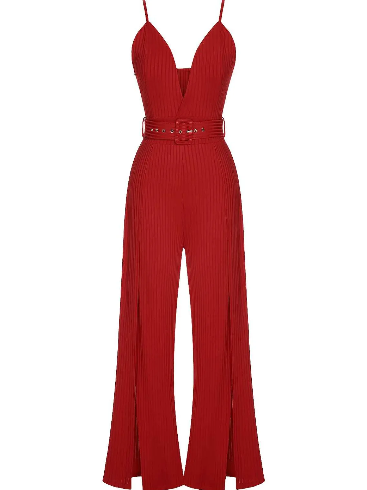 Fashion Retro Stage 1930s Deep V-Neck Spaghetti Strap Wide-Leg Jumpsuit