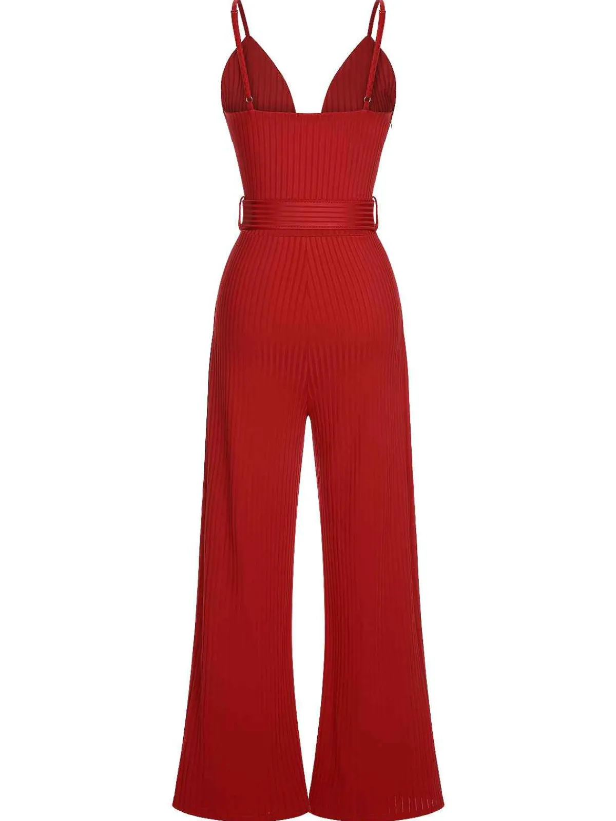 Fashion Retro Stage 1930s Deep V-Neck Spaghetti Strap Wide-Leg Jumpsuit