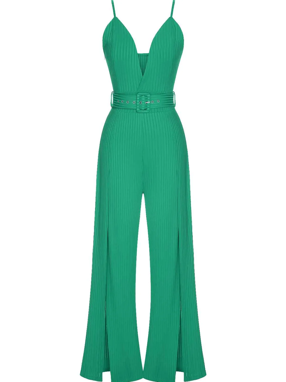 Fashion Retro Stage 1930s Deep V-Neck Spaghetti Strap Wide-Leg Jumpsuit