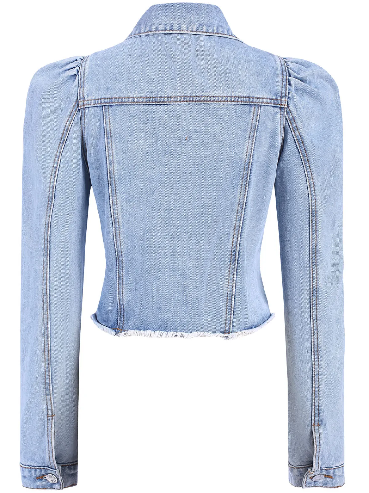 Online Retro Stage 1950s Denim Leg-Of-Mutton Button Coat Blue