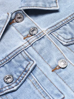Online Retro Stage 1950s Denim Leg-Of-Mutton Button Coat Blue
