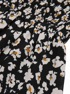Discount Retro Stage 1940s Ditsy Floral Puff Wrinkle Dress